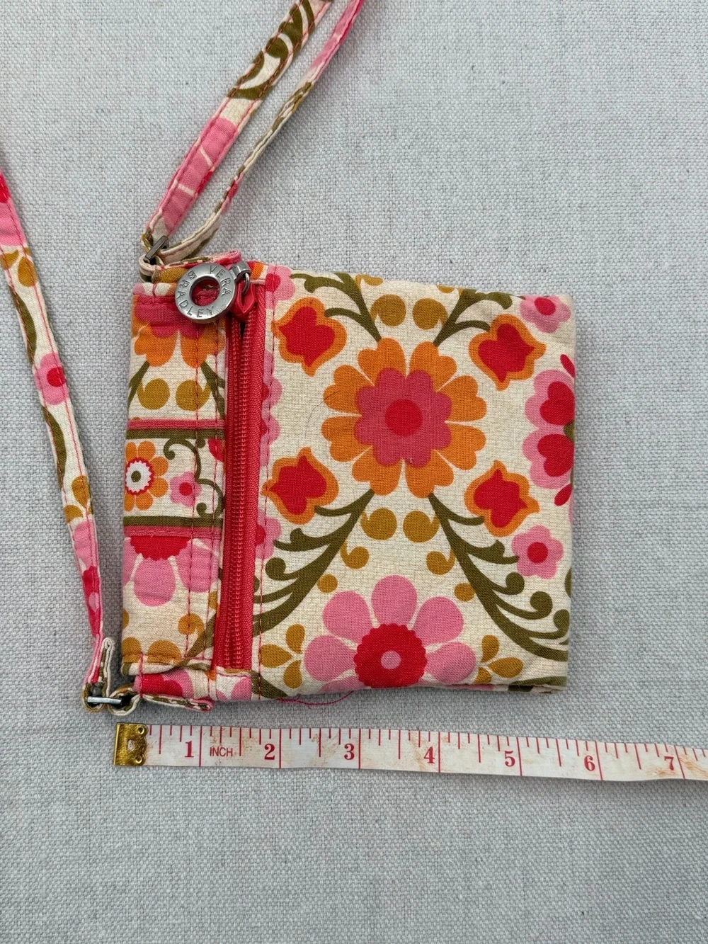 Vera Bradley Floral Crossbody Wallet Bag - Pink & Olive